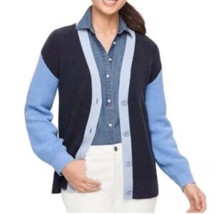 Talbots Navy and Light Blue Cardigan Sweater